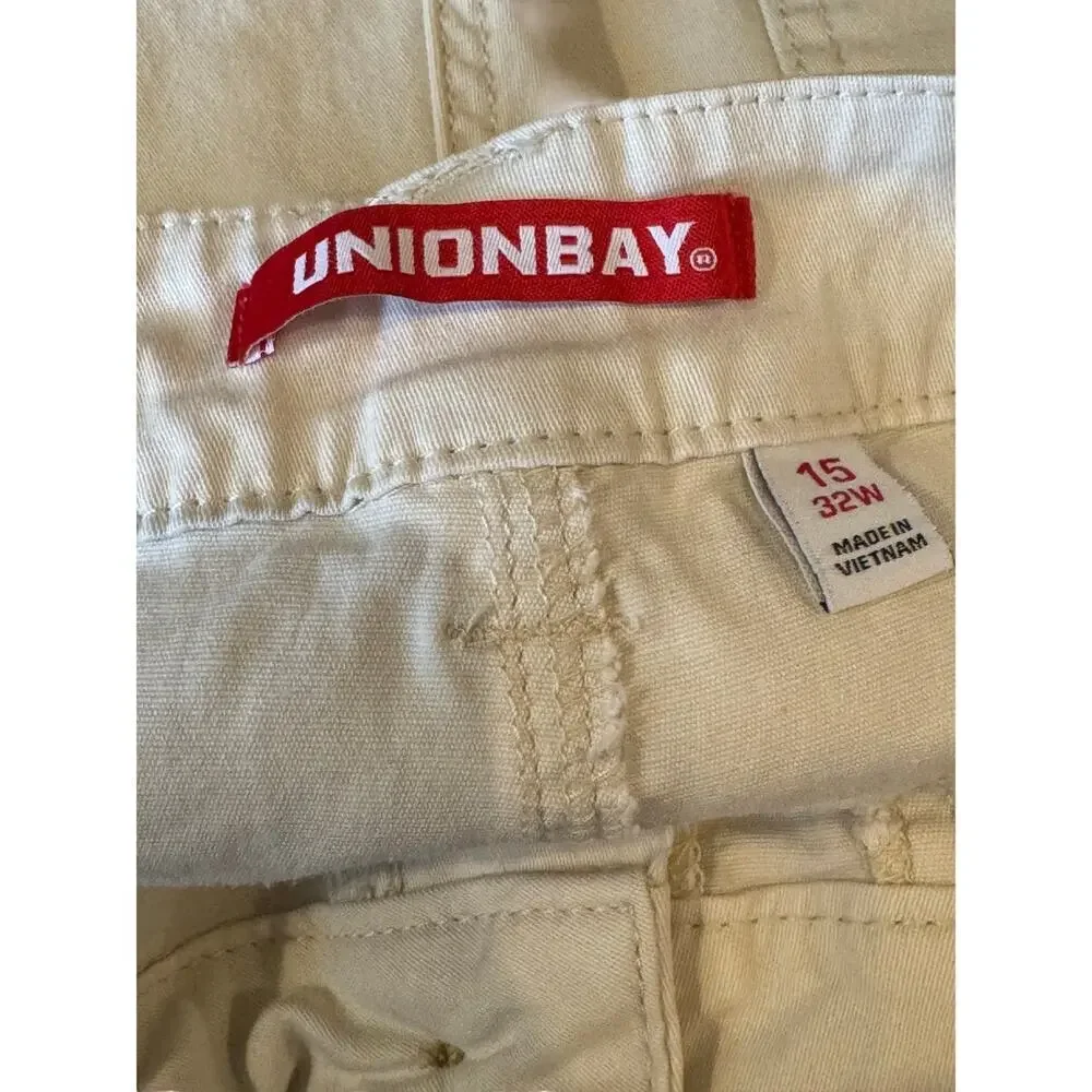 UNIONBAY Off-White Denim Shorts Womens Cuffed Hem Cotton Casual Summer Size 15